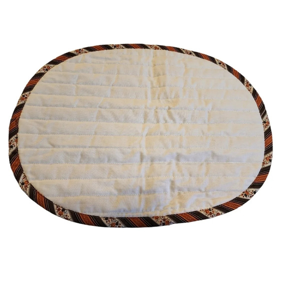 2 Vintage Retro Oval Placemats Brown Orange - Picture 6 of 8